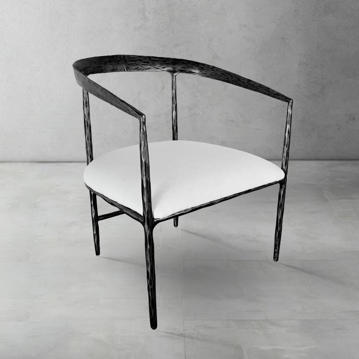 Hand-Forged Metal Curved Chair