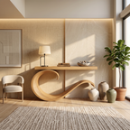 Handcrafted Sculptural Live Edge Console Table For Luxury Living Room