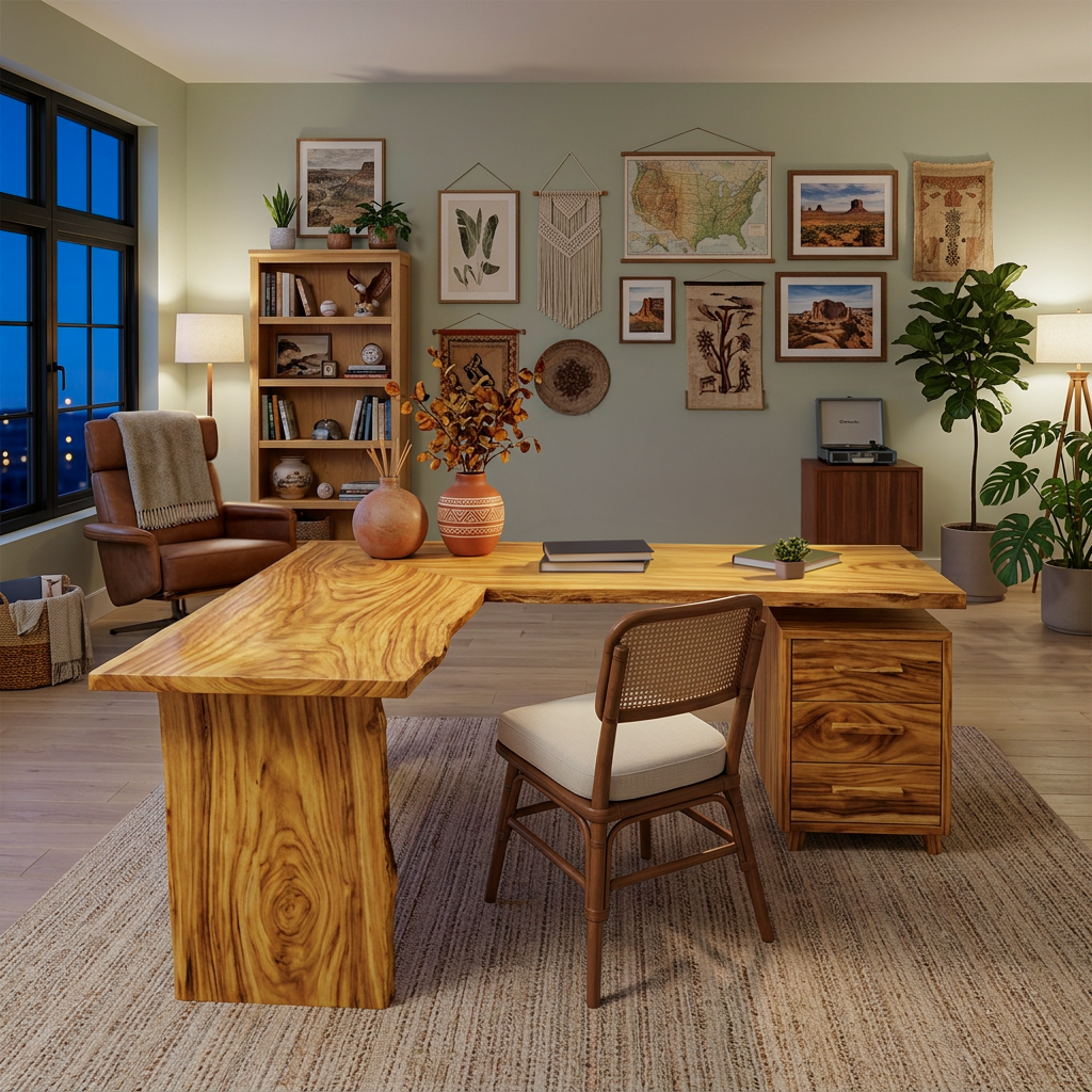 Modern L Shaped Wood Desk With Drawers For Home Office Or Vanity
