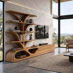 Organic TV Shelf With Tree Shape Bookshelf For Living Room