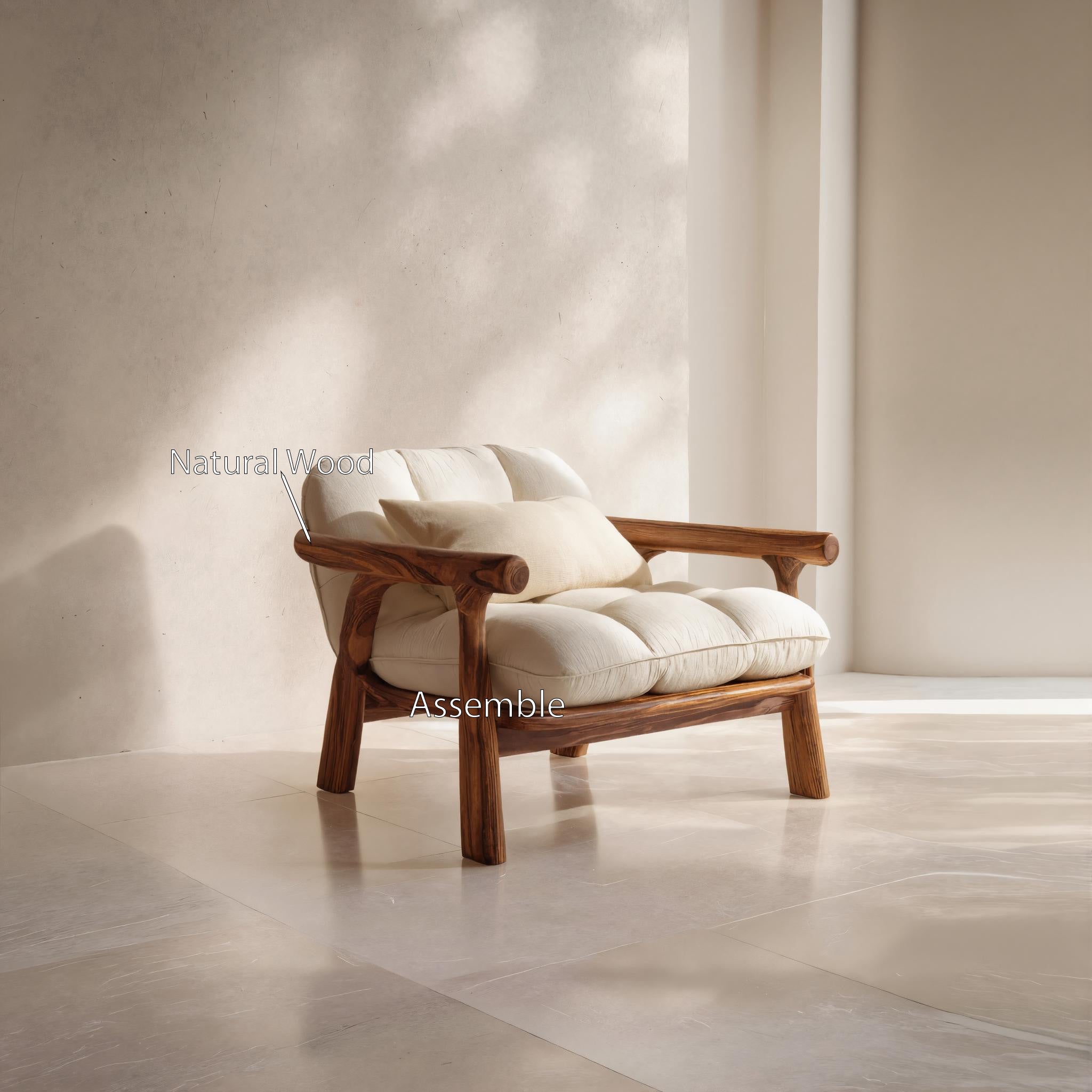 Minimalist Accent Chair Without Cushion For Living