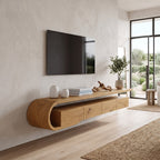 Modern Sculptural Wall Mounted TV Console For Living Room