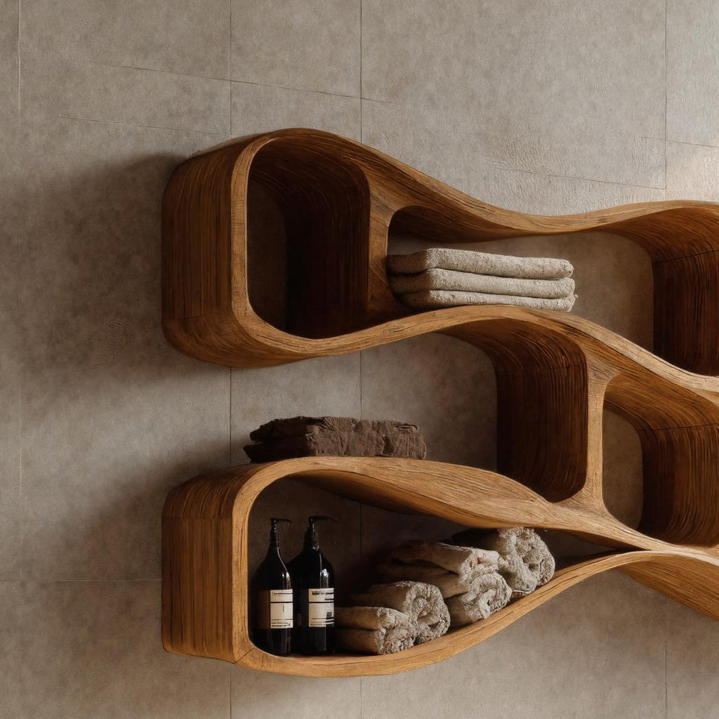 Organic Sculptural Wall Storage For Modern Bathroom