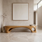 Modern Sculptural Bench With Curved Design For Living Room