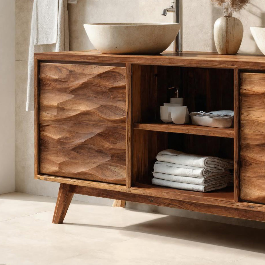 Handcrafted Bathroom Vanity Wave Doors Design For Bathroom