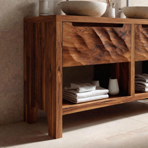 Rustic Bathroom Vanity With Two Drawers For Bathroom Decor