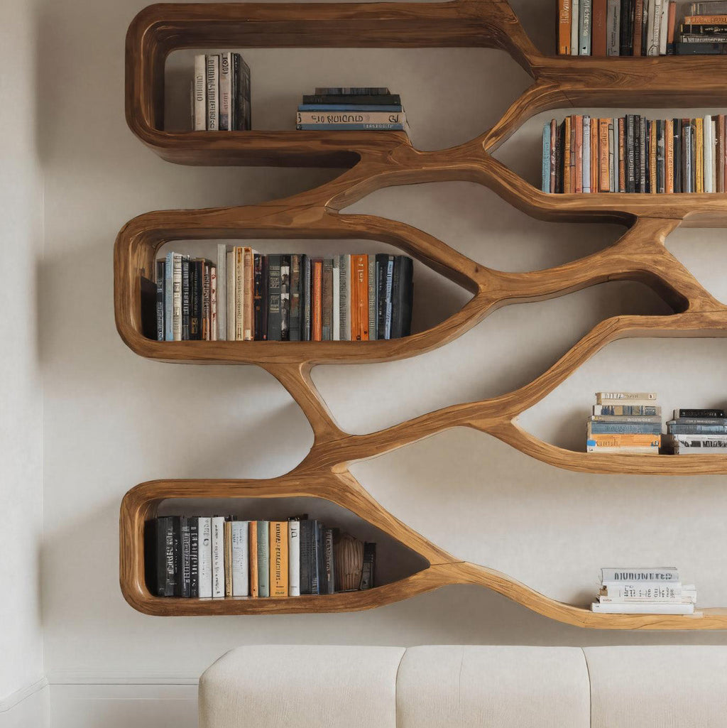 Modern Sculpted Bookcase For Living Room