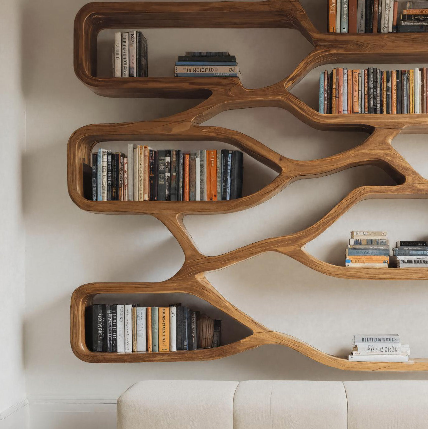 Modern Sculpted Bookcase For Living Room