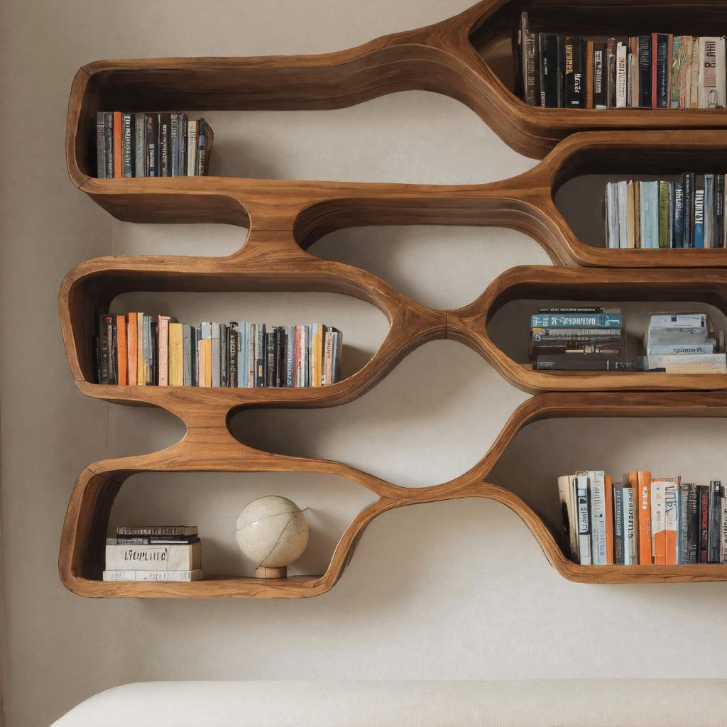Organic Sculptural Wall Bookcase For Living Room
