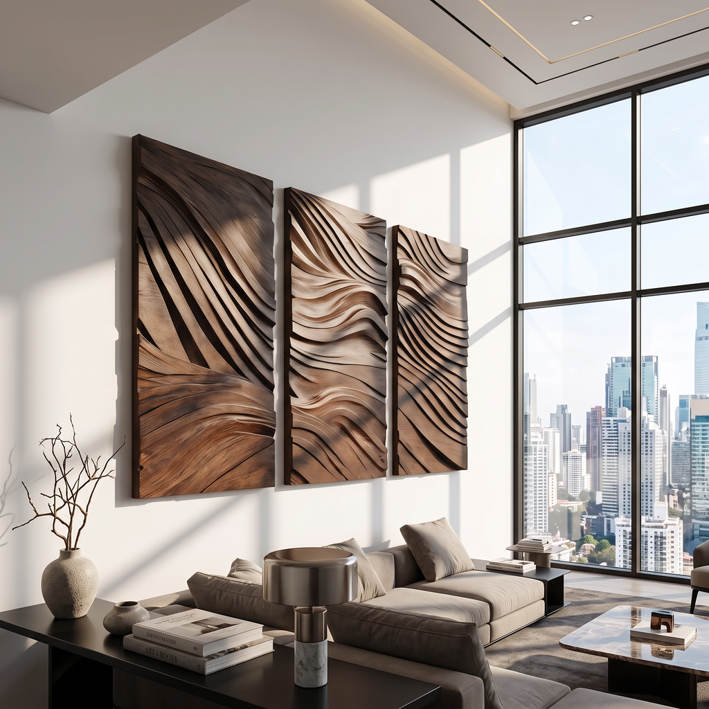 Modern Rectangle Solid Wood Wall Art For Bedroom