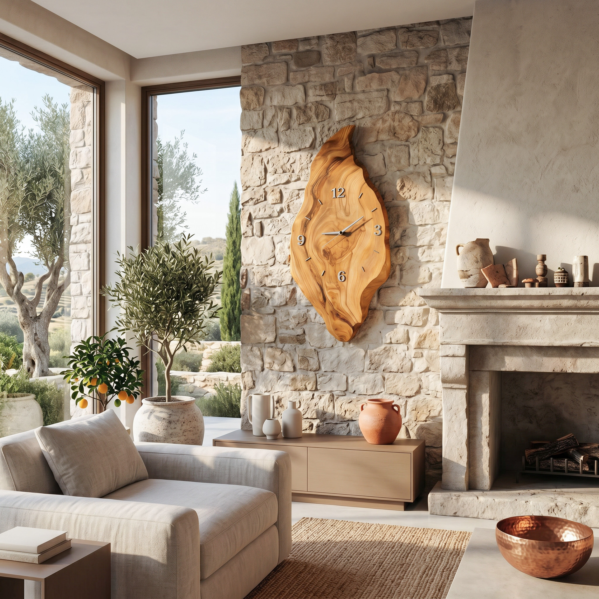 Rustic Wall Clock With Live Edge Design For Bedroom