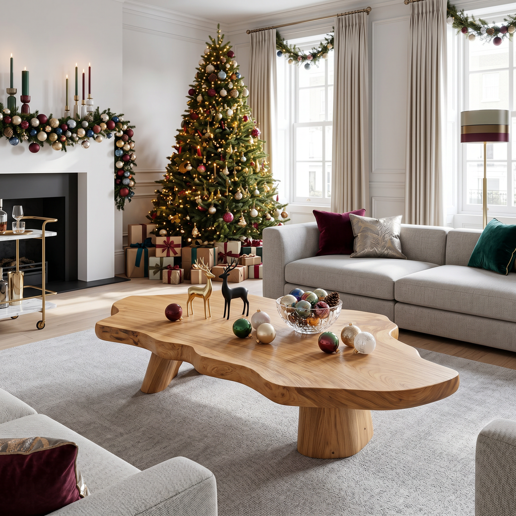 Mid Century Rustic Live Edge Coffee Table For Holiday Furniture