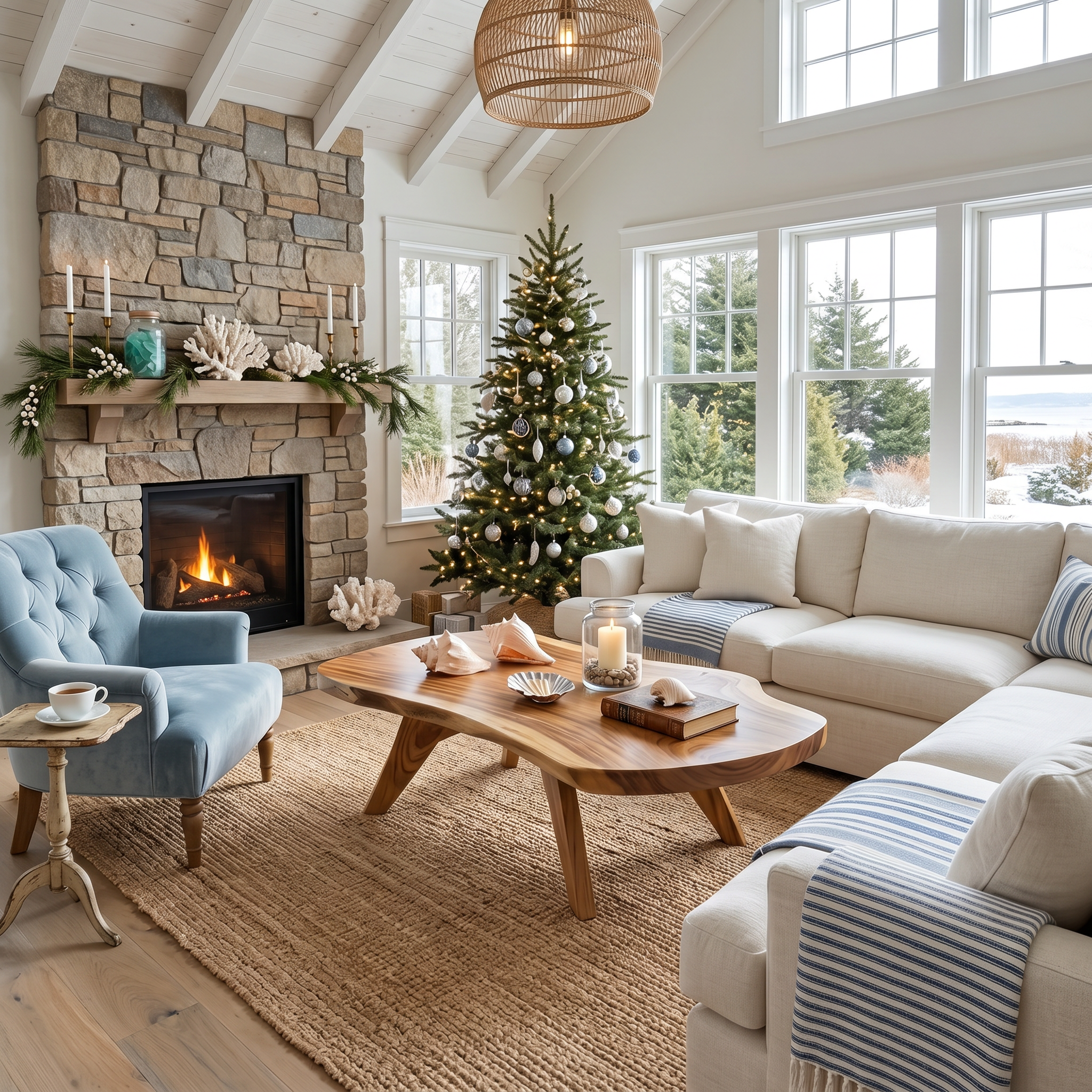Rustic Live Edge Coffee Table Solid Wood For Christmas Furniture