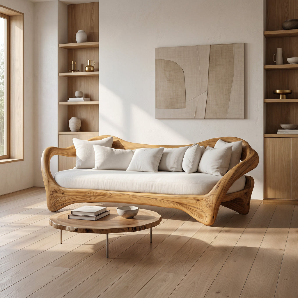 Organic Curved Sofa For Living Room Decor