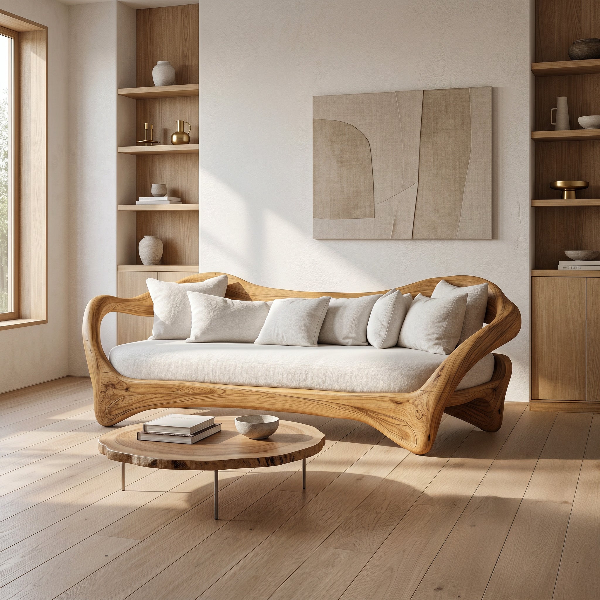 Organic Curved Sofa For Living Room Decor