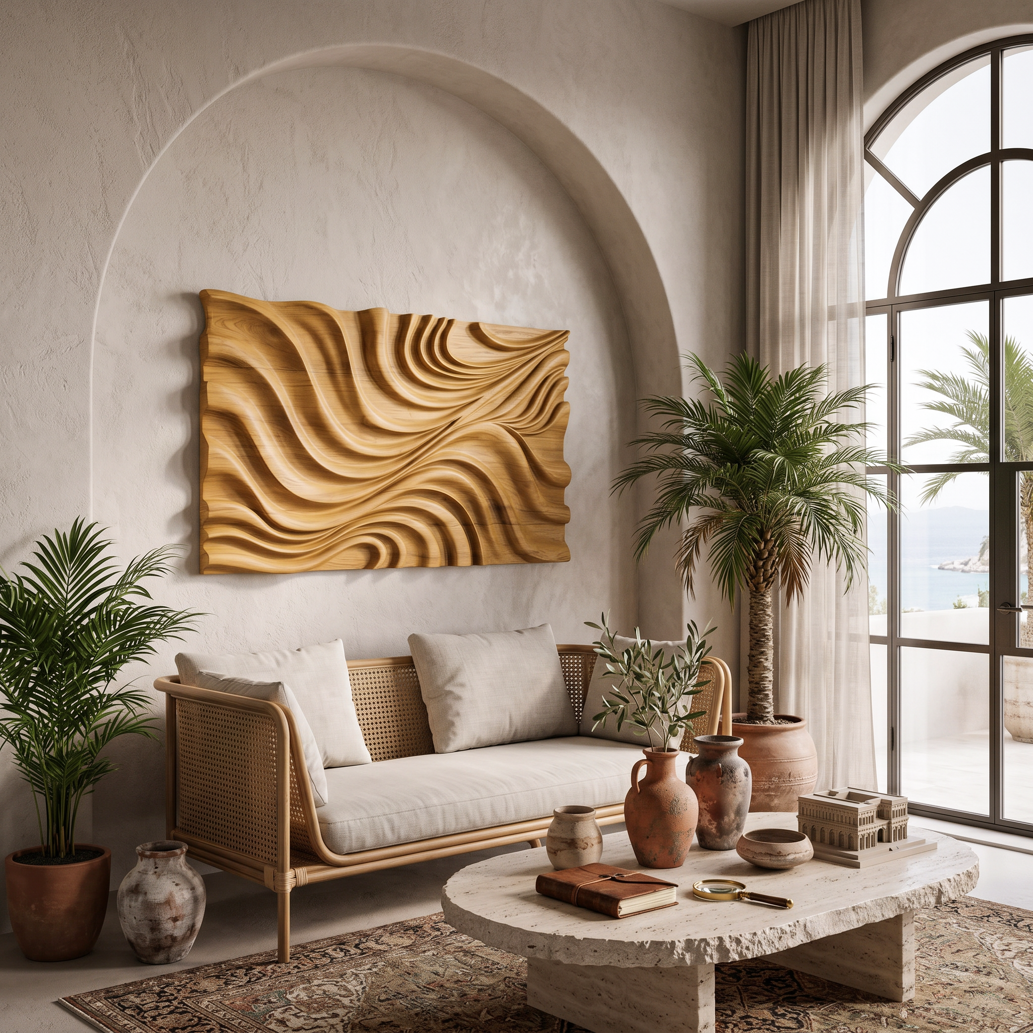 Elegant Wave Inspired Wall Sculpture for Modern Living Room