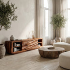 Quiet Luxury Low Sculpted Sideboard For Living Room