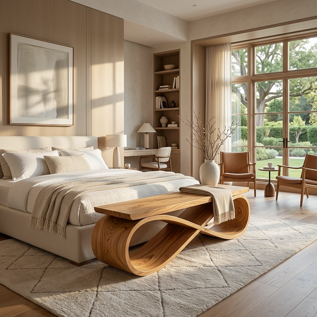 Infinity Loop Sculptural Bench For Entryway Or Living Room