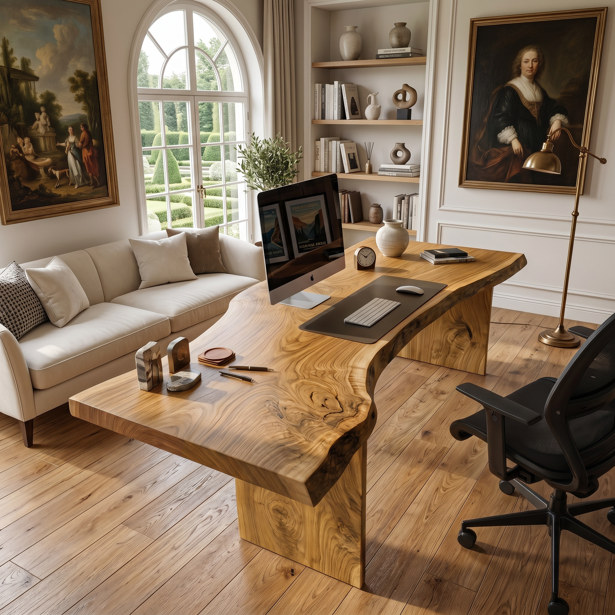 Modern Organic Curved Office Desk For Executive Or Creative Workspace