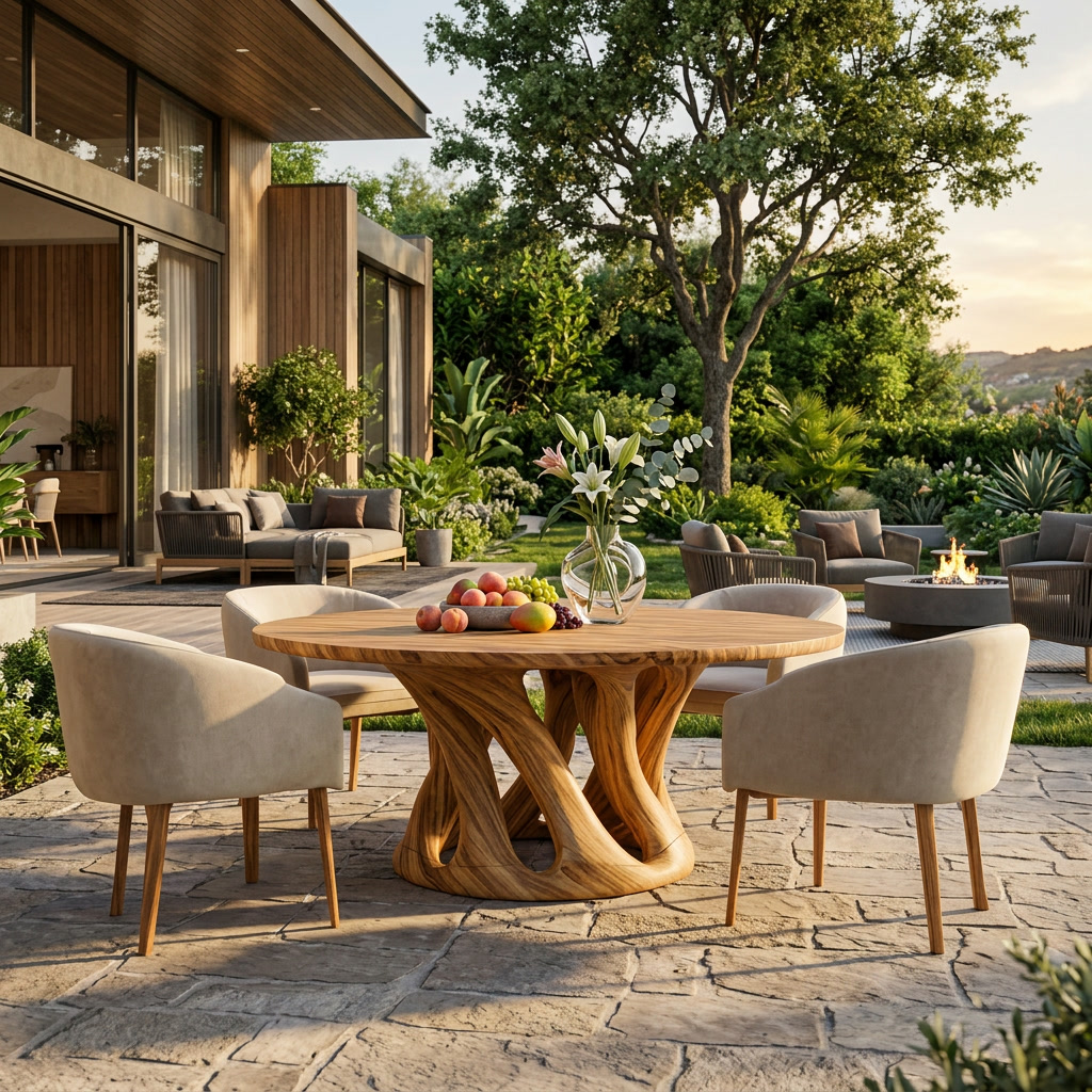 Sculptural Round Dining Table For Contemporary Interior