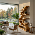 Organic Sculptural Bookshelf With Curved Design For Living Room