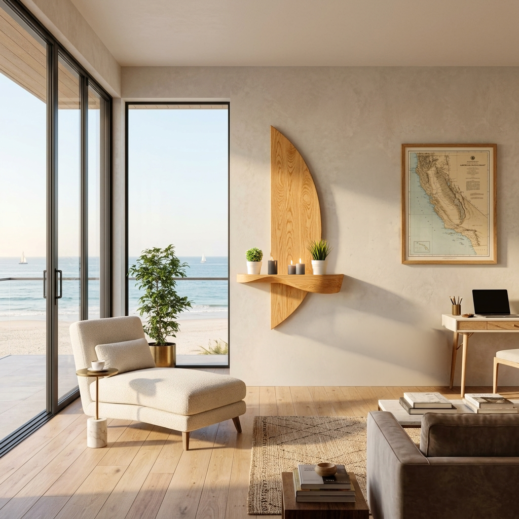 Contemporary Floating Shelf Sculptural For Entryway