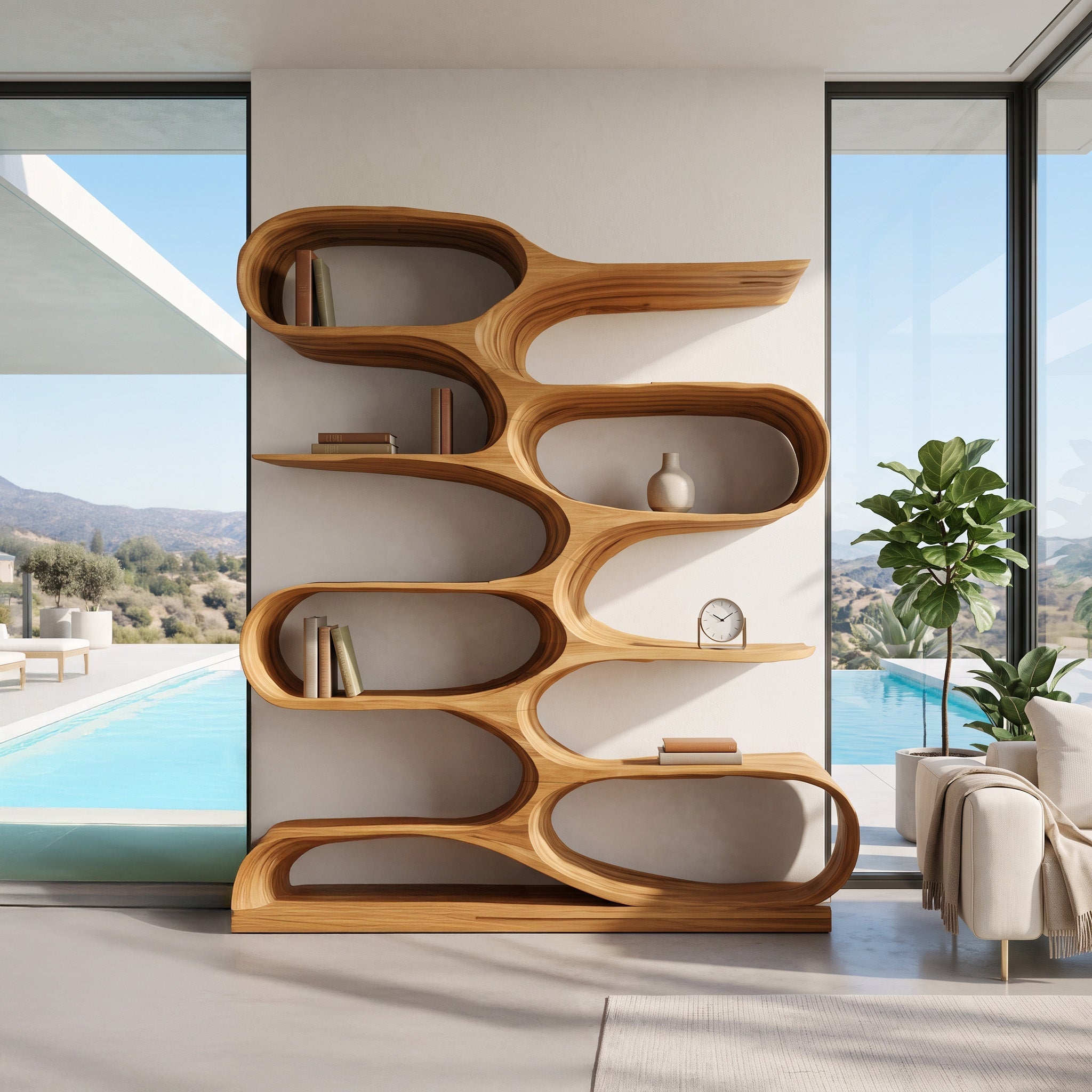 Organic Living Room Bookshelf For Home Decor