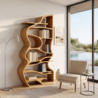 Handcrafted Sculpted Bookshelf With Organic Design For Living Room Or Office