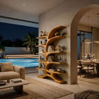 Contemporary Sculptural Curved Bookshelf For Living Room Interior