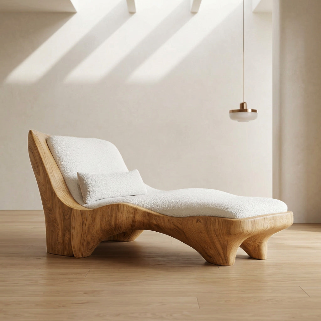 Modern Chaise Lounge With Curved Base For Living Room