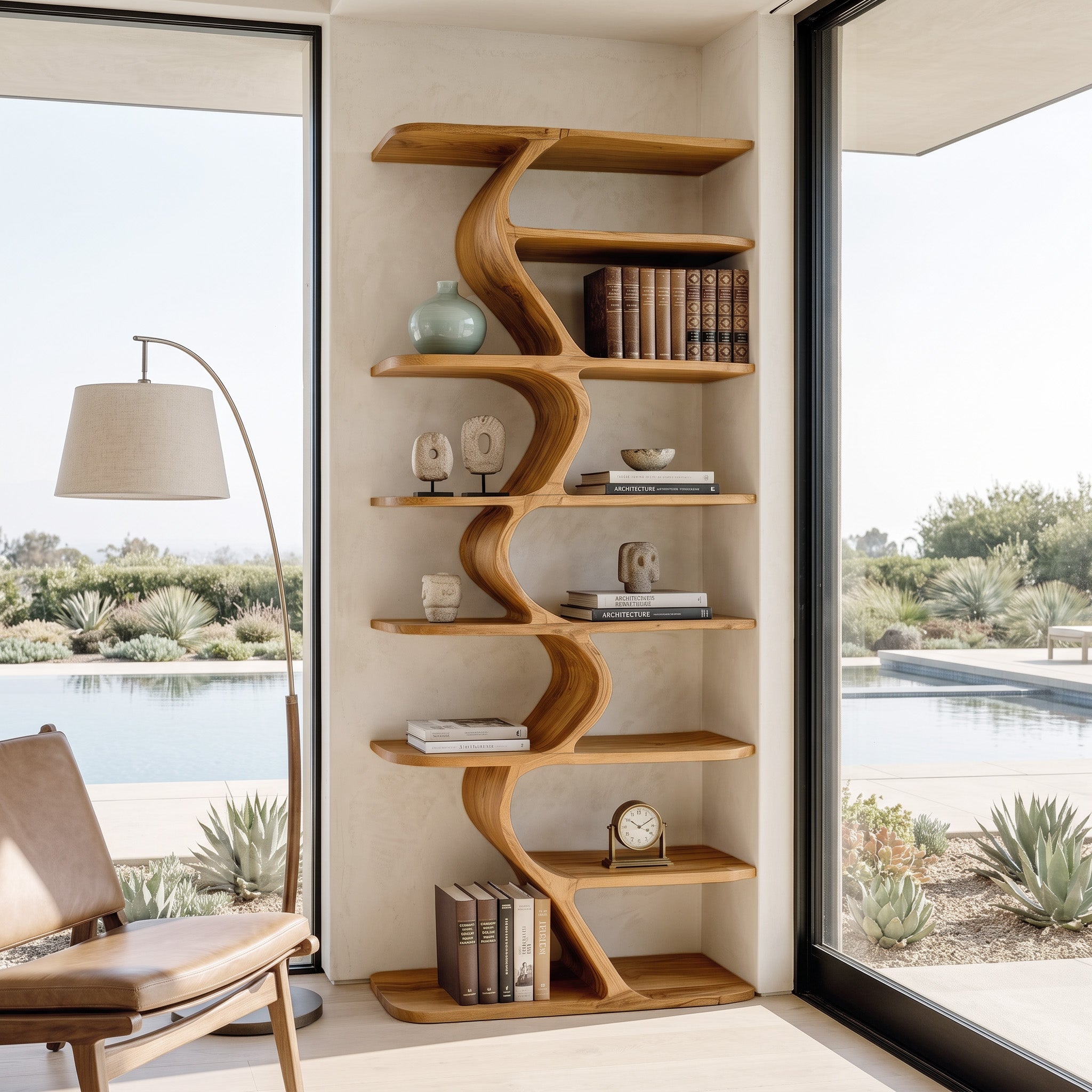 Organic Bookshelf For Living Room Interiors