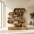 Modern Sculptural Bookshelf With Curved Design For Living Room Or Office