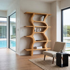 Modern Bookcase With Curved Open Shelf For Living Room