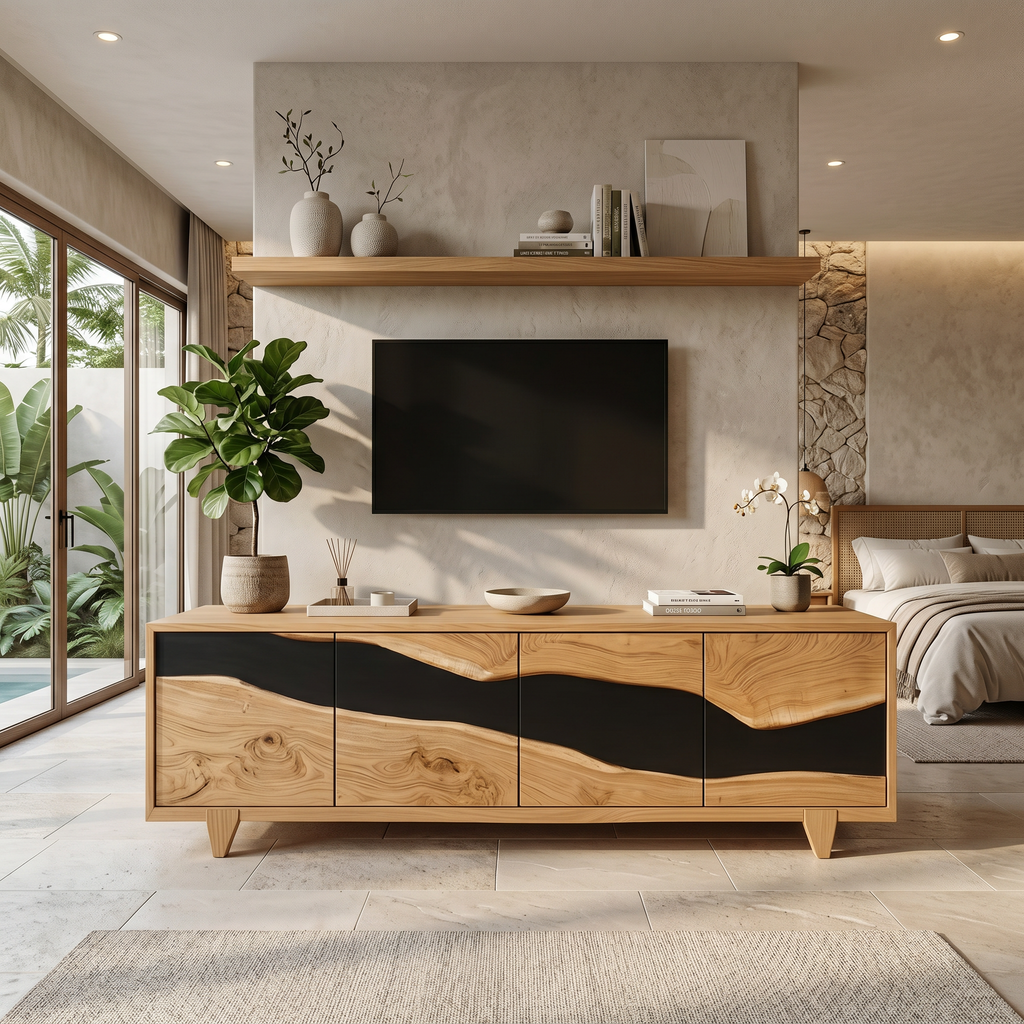 Farmhouse Solid Wood Media Console For Home Decor