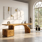 Organic Live Edge Wood Desk With Storage Drawers For Workspace