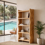 Modern Vertical Bookshelf With Natural Grain Design For Living