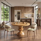 Modern Round Dining Table With Geometric Base For Kitchen And Dining Room