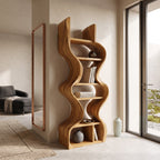 Organic Solid Wood Wall Bookcase For Modern Entryway