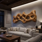 Organic Wall Art Sculpture With Carved Design For Living Room