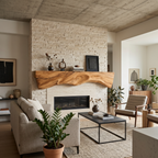 Rustic Sculptural Live Edge Fireplace Mantel For Holiday Decor