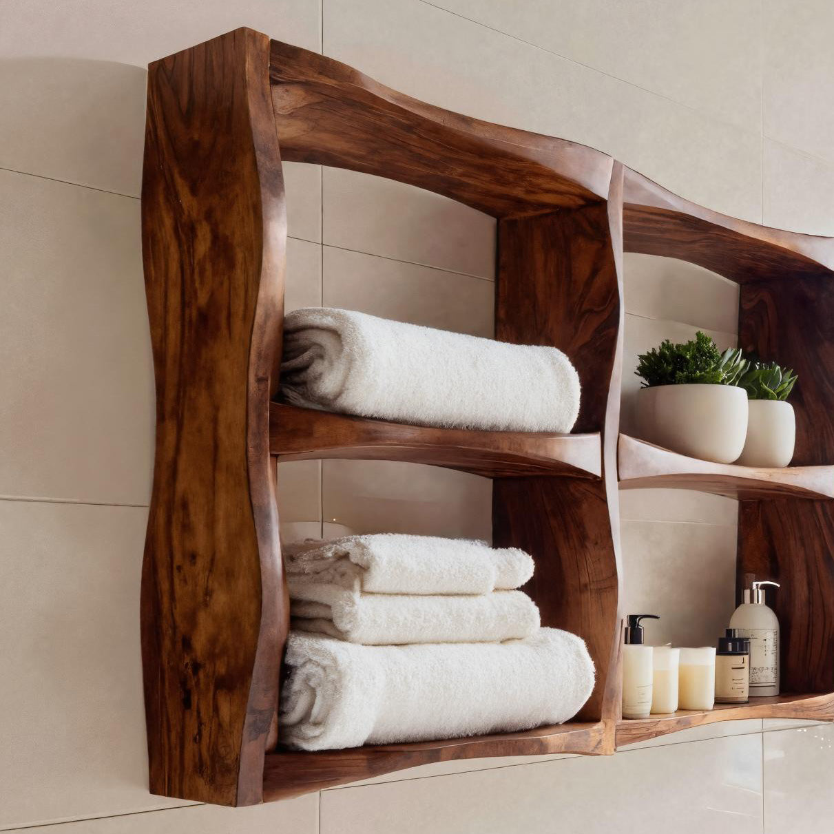 Organic Sculptural Wall Shelf For Modern Bathroom Interior