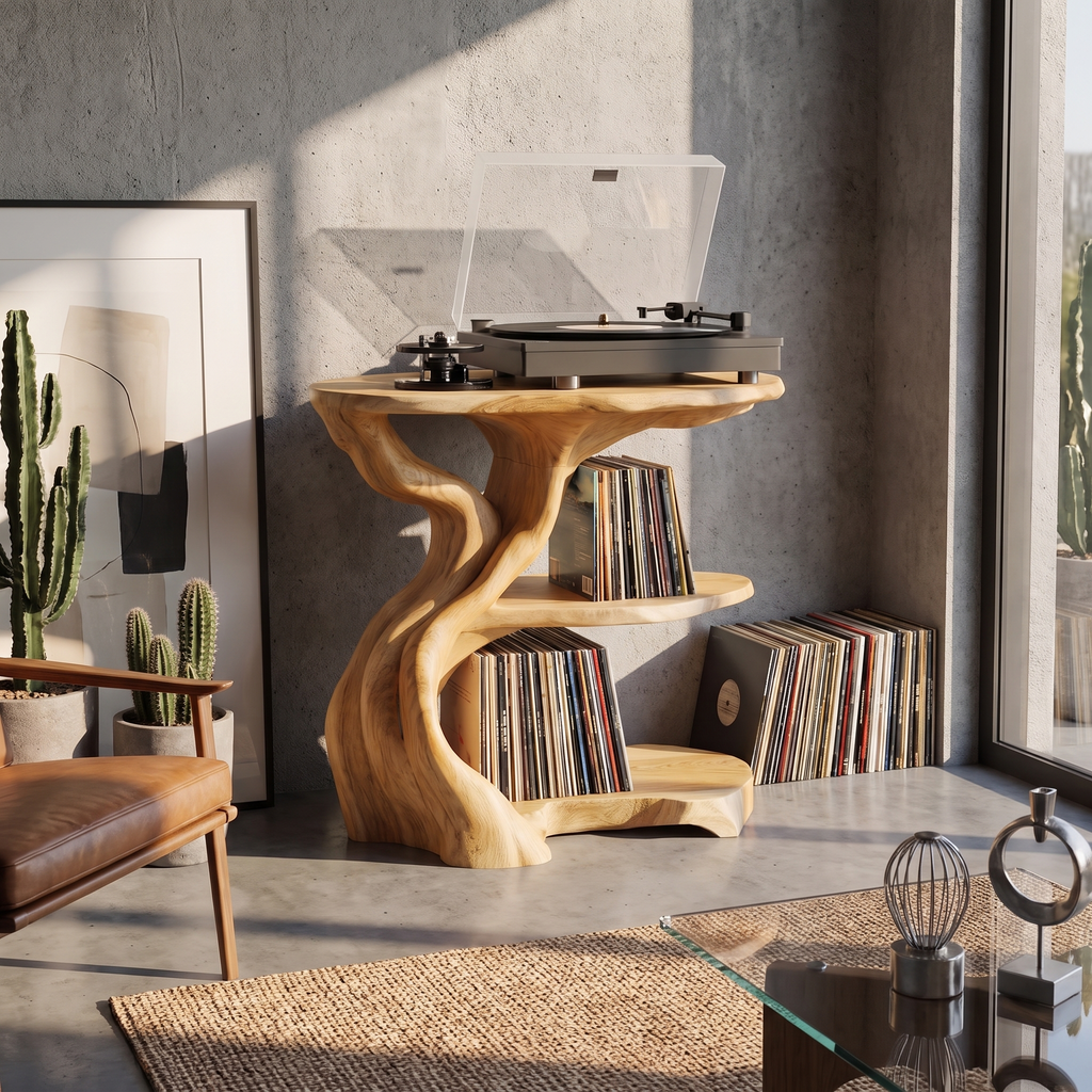Handcrafted Wooden Media Stand Custom Living Room