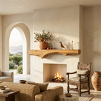 Sculptural Live Edge Fireplace Mantel For Holiday Decoration