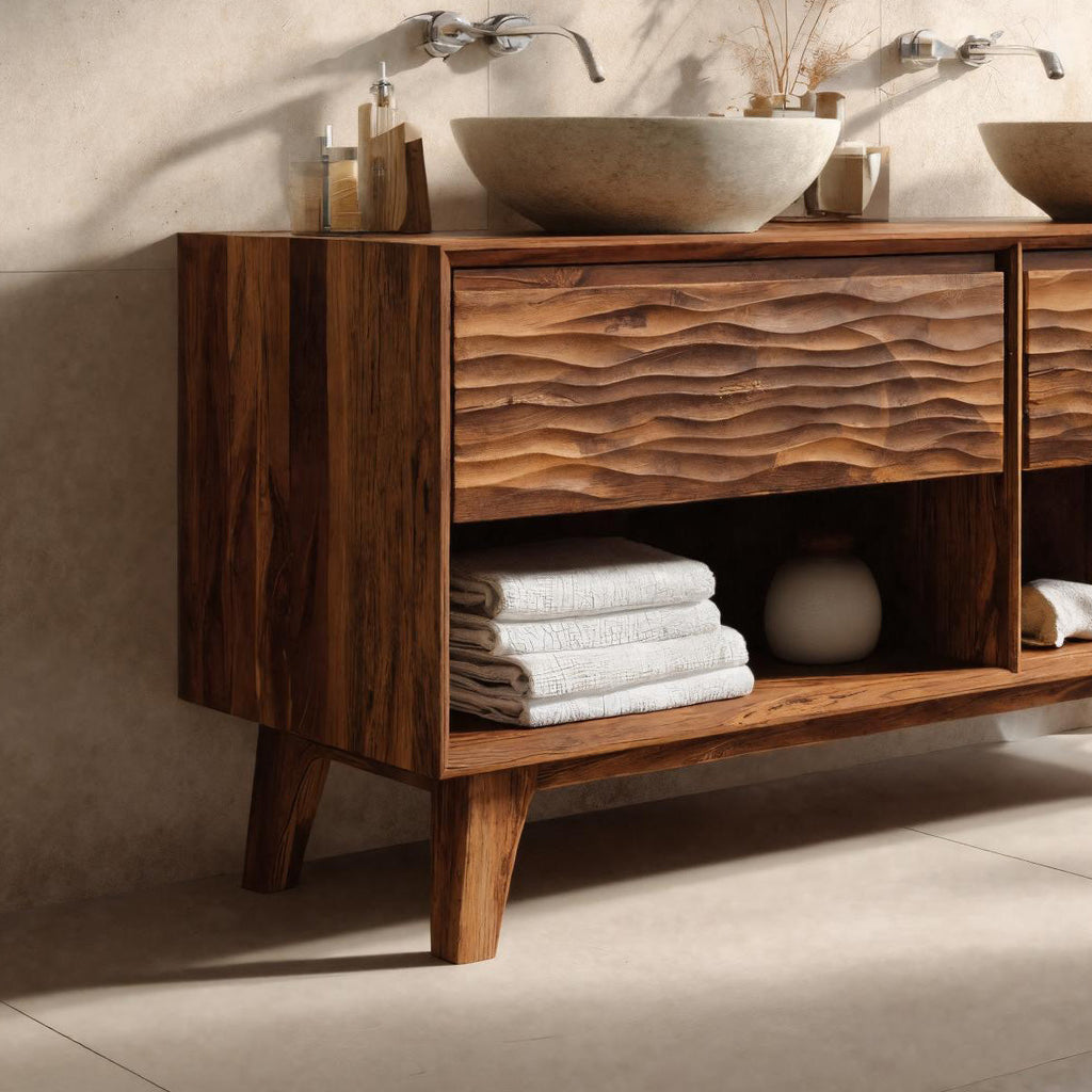 Contemporary Bathroom Vanity Open Shelf Storage For Bathroom