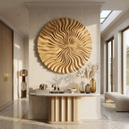 Round Wall Art With Wave Design For Entryway