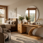 Modern Sculptural Vanity Table With Curved Design For Bedroom