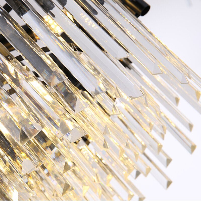 Vigo black crystal flush mount chandelier viewed from below