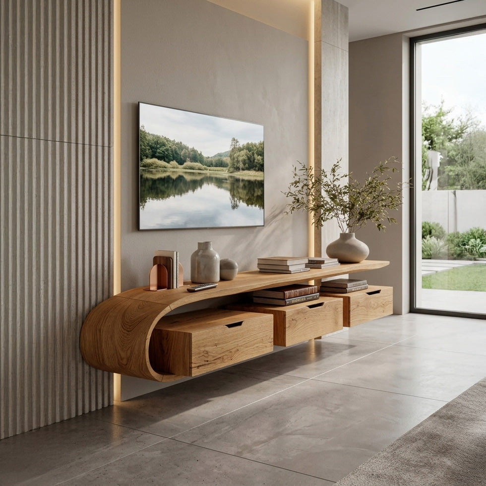 Modern TV Console Open Storage For Living Room