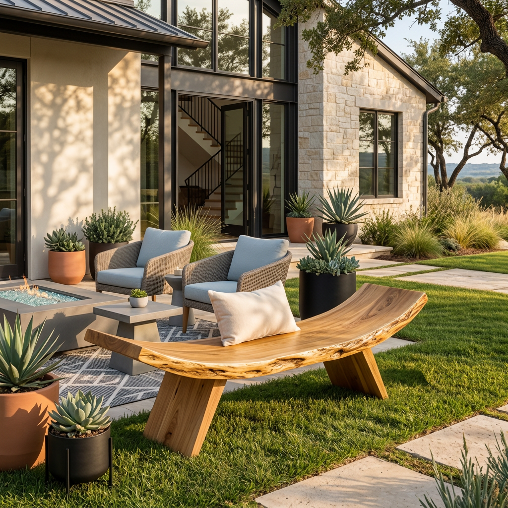 Rustic Live Edge Bench With Organic Curves For Entryway