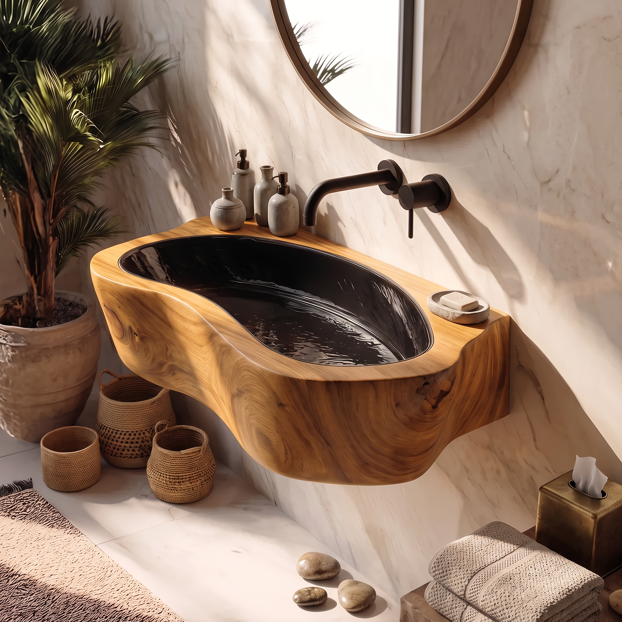 Handcrafted Live Edge Wood Vanity Sink For Natural Bathroom Decor
